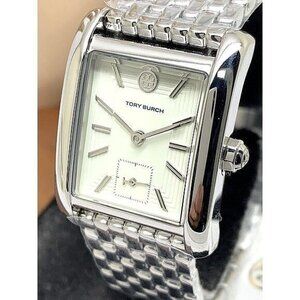 Tory Burch Women's Watch TBW1069 Eleanor Quartz Cream Dial Silver Steel Tank